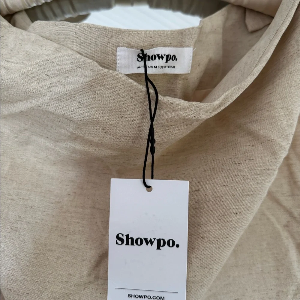 Showpo One-Shoulder Cream Midi Dress - Picture 6 of 10